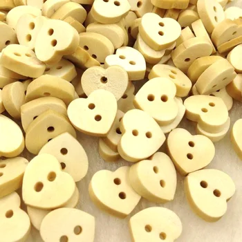 Модерни Естествени Копчета за Шиене, 100 бр./лот, Дървени копчета във формата на сърце, 2 Дупки, Стоки за Scrapbooking, WB245