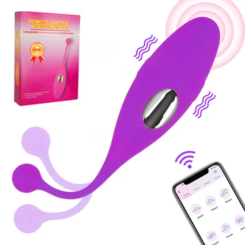 Жена 10-Честотен Силиконов Вибратор ПРИЛОЖЕНИЕ Bluetooth Безжично Дистанционно Управление Вибрираща Яйце Точка G Близането на Путка Масаж Секс-Играчки