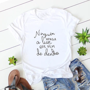 Забавни Португалски Дамски тениски, Летни блузи с Писмото Принтом, Градинска женска тениска, camiseta mujer, Черен, Бял цвят