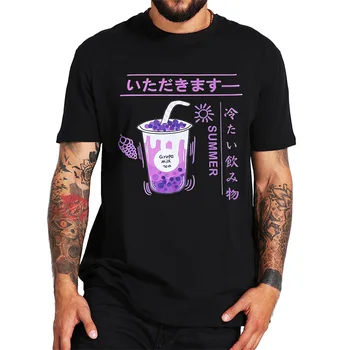 Боб Тениска Японски Балон Чай Аниме Сладка Тениска Сладки Kawai Младежки Подаръци 100% Памук Европейски Размер Върховете Тениска Homme