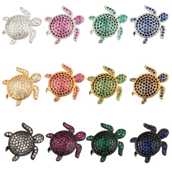 Морска костенурка, Топчета във формата на животно, Мъжки мъниста-разделители от розово злато, медальони/микро-подплатени мъниста/Кубичен цирконий, CZ, космически мъниста, 19 мм