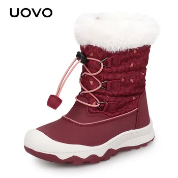 Детски зимни обувки 2021 UOVO, Ново записване, зимна Детска топли обувки за момичета, водоотблъскваща с една плюшена подплата #29-38