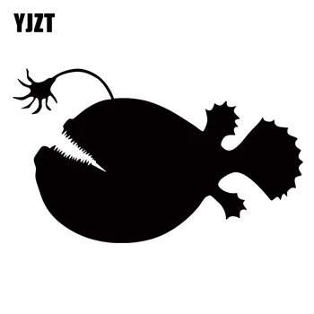YJZT 14 см х 8,4 см Cartoony Кола-стайлинг Животни дълбоки морски Риби Vinyl Стикер Автомобили Стикер Черен/Сребрист