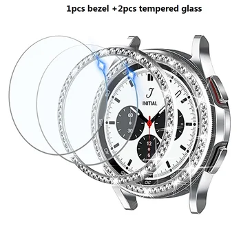 Bling Ring Рамка, + 2 бр. Закалено Стъкло За Samsung Galaxy Watch 4 Класически 42 мм и 46 мм 44 мм 40 мм екранен Протектор За Galaxy Watch 3