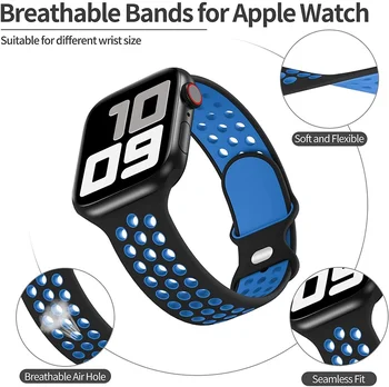 Силиконов Ремък За Apple Watch band 44 мм 40 мм 38 мм 42 мм 44 мм мека Дишаща лента за часа correa гривна iWatch 3 4 5 6 se band